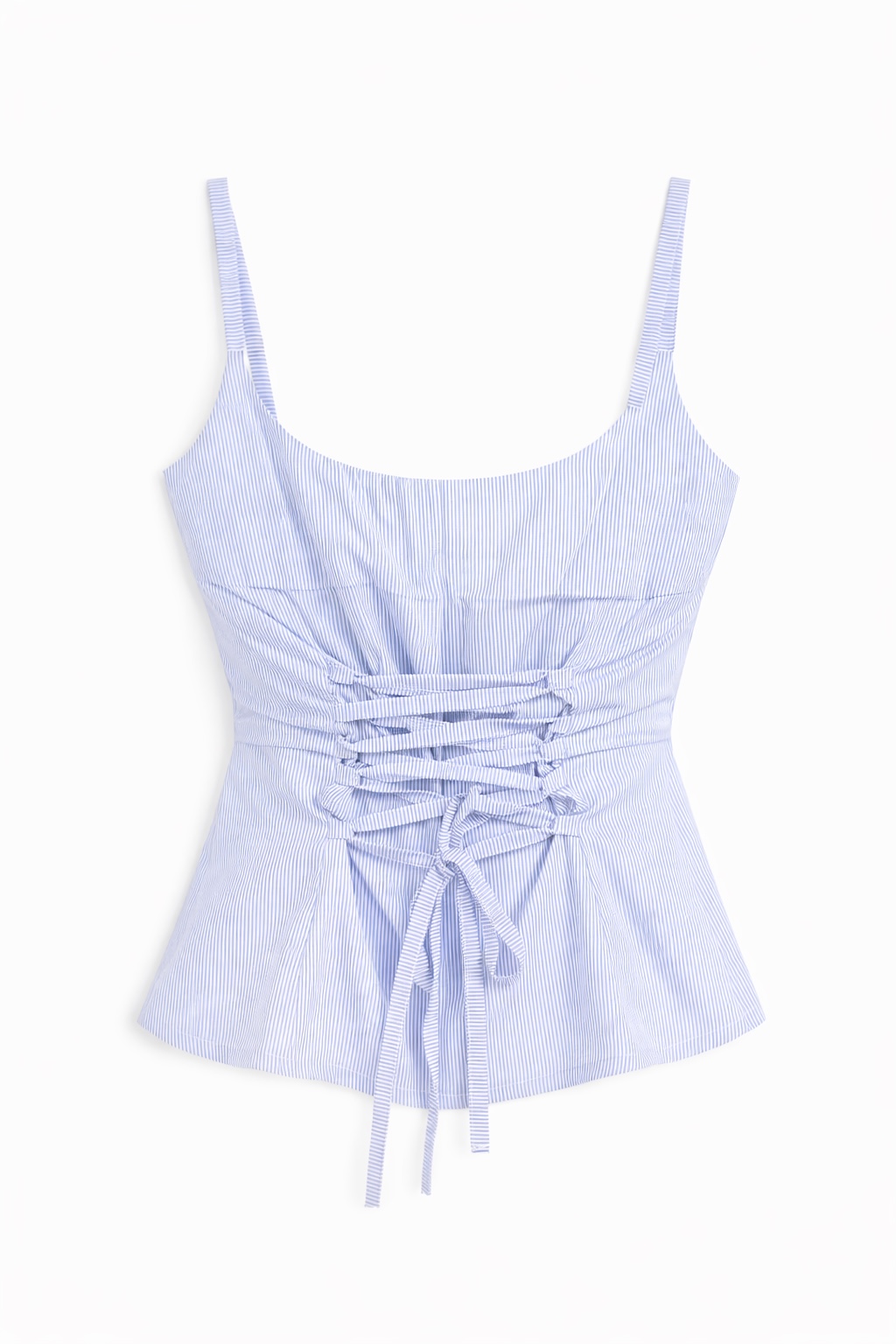 Blue Striped Lace-Up Top view 3
