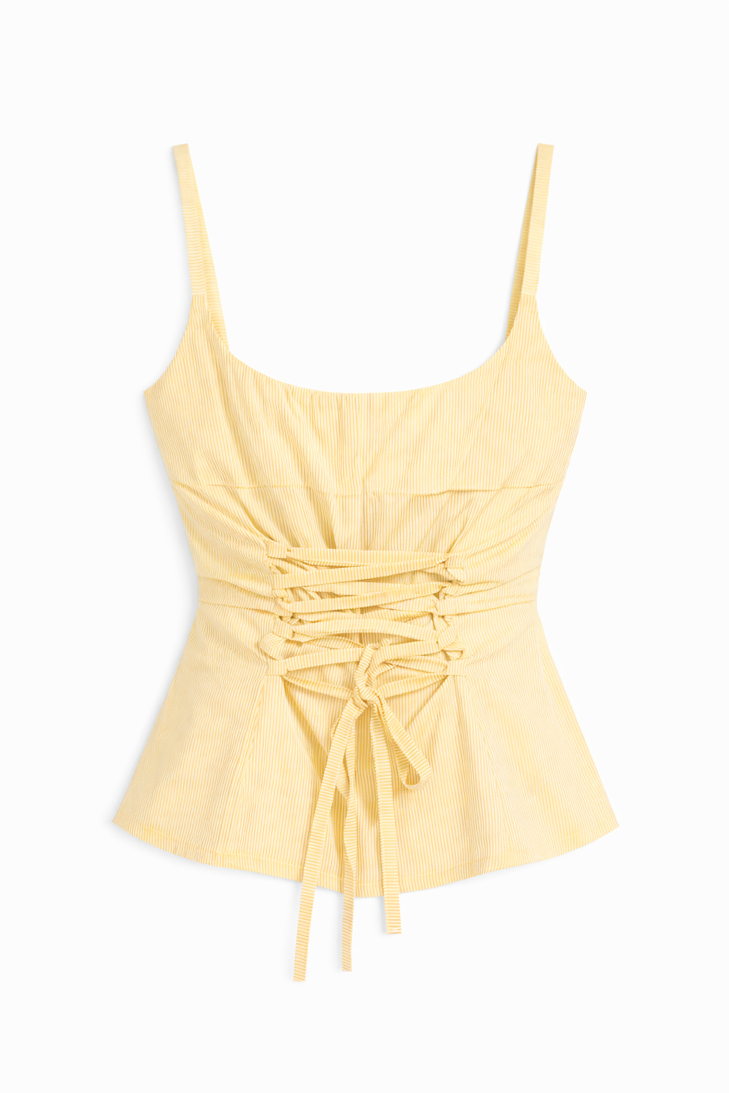 Butter Yellow Lace-Up Top view 4