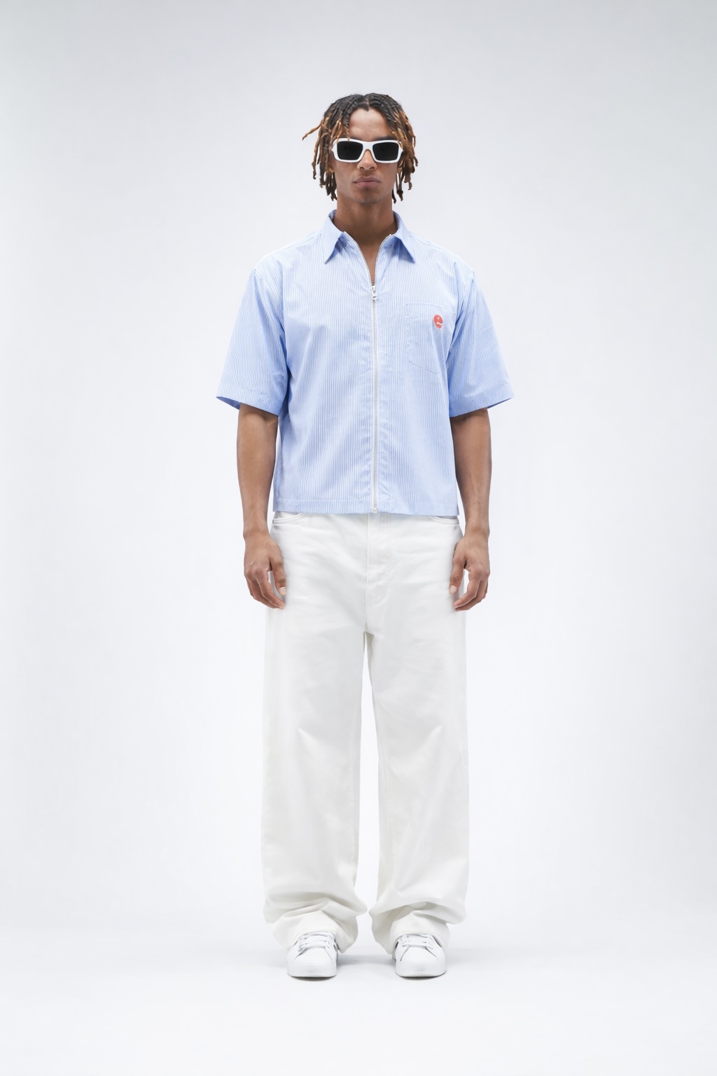 Blue Striped Full-Zip Shirt - Premium Men's Wear Eclatique Clothing