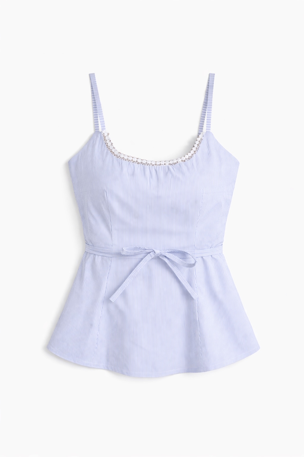 Blue Striped Lace-Up Top view 4