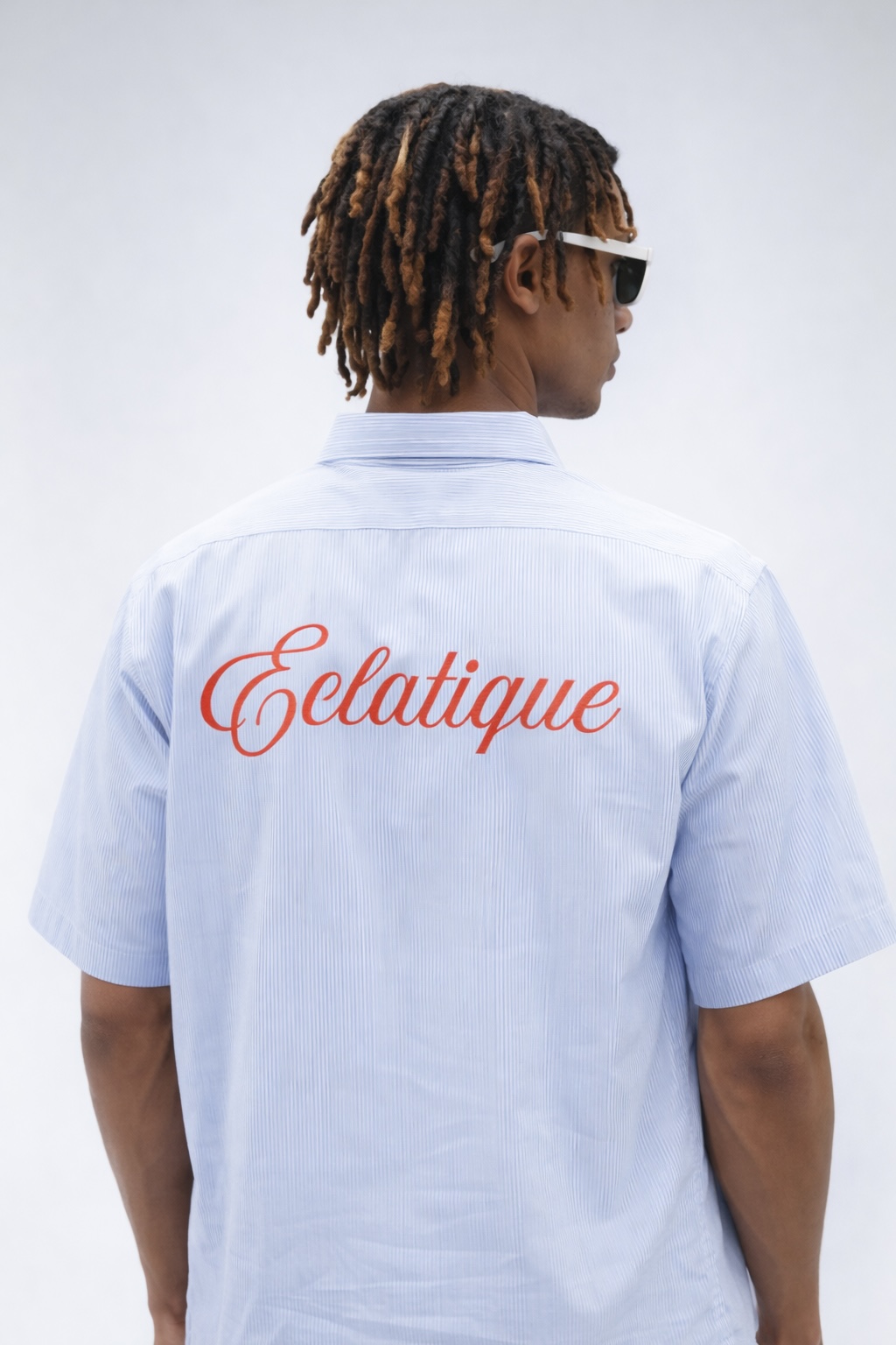 Blue Striped Full-Zip Shirt view 3